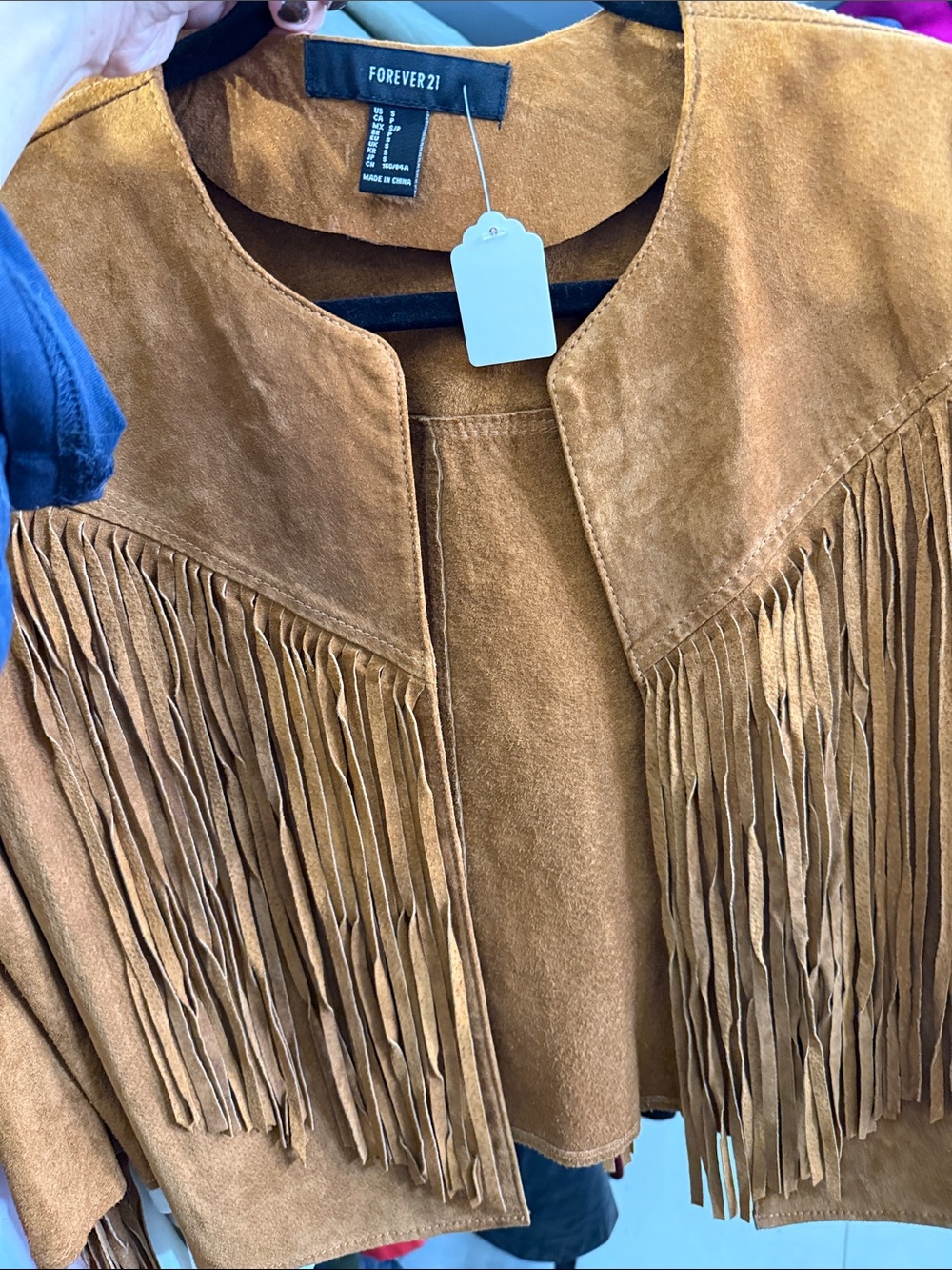 Forever 21 Tan Suede Fringe Jacket